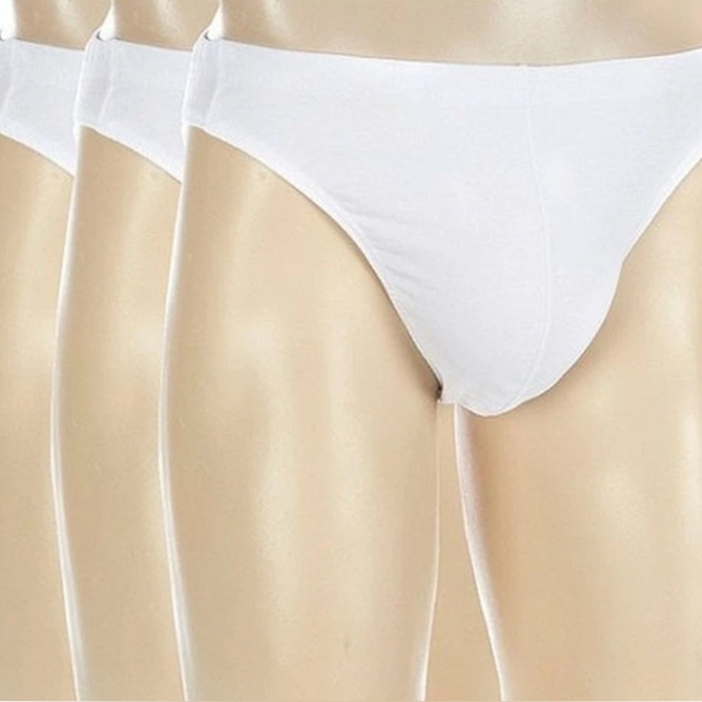 NEW Size M Men's Murano Wardrobe Essentials Cotton Stretch Bikini White 3 Pack